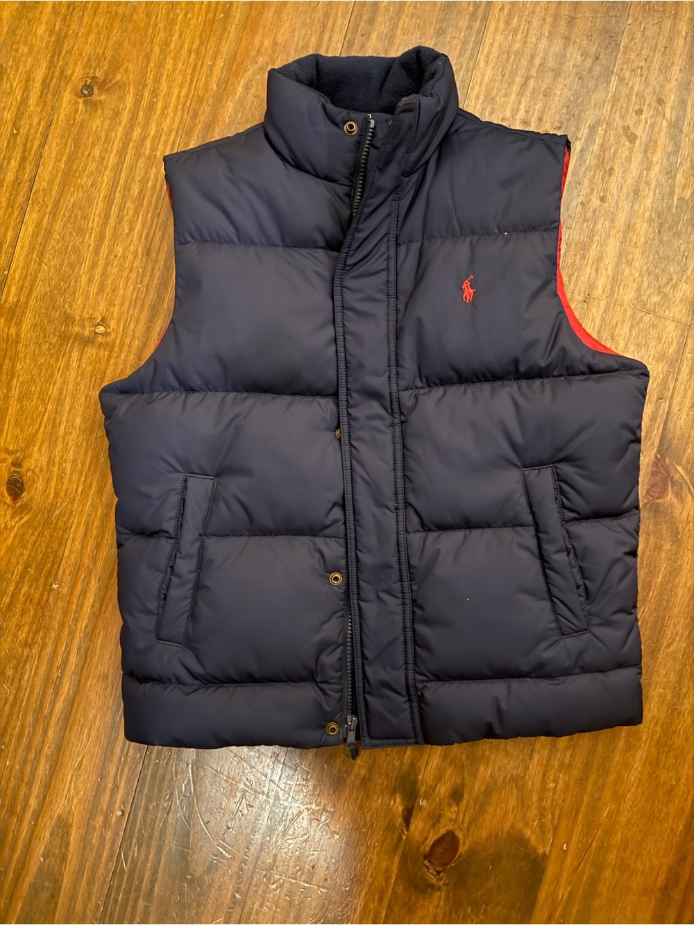 Polo by Ralph Lauren Navy Puffer Vest with Red Trim